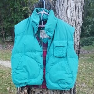 John Ashford Teal Vest with Plaid Interior